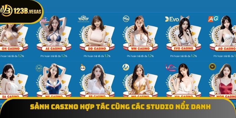 Sảnh Casino hợp tác cùng các Studio nổi danh trên thế giới